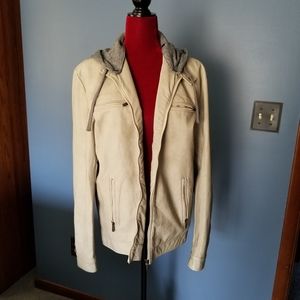 Vegan Leather Jacket with Removable hood